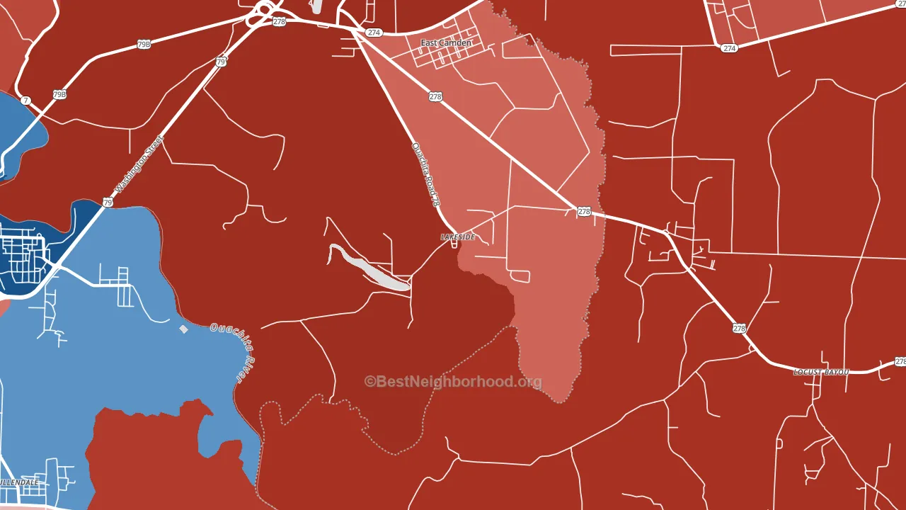 Lakeside, AR block-group political-lean map
