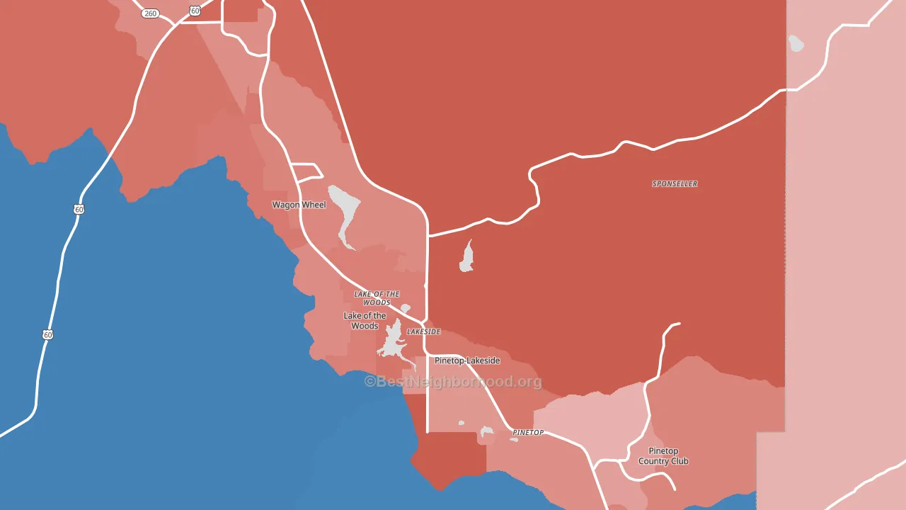 Lakeside, AZ block-group political-lean map
