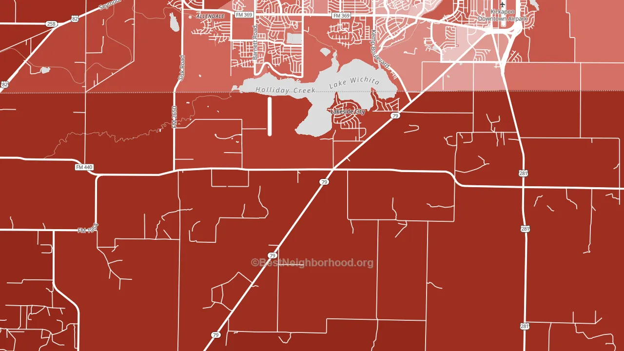 Lakeside City, TX block-group political-lean map