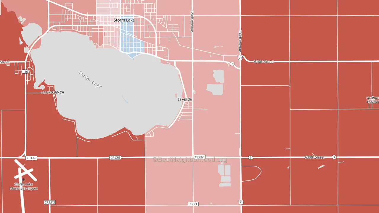 Lakeside, IA block-group political-lean map