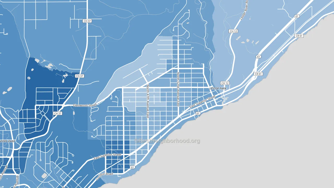 Lakeside-Lester Park, Duluth, MN block-group political-lean map