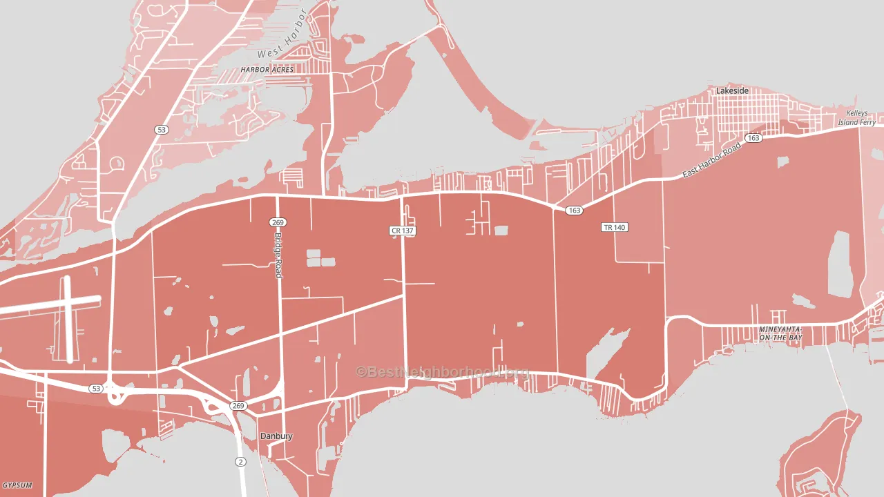 Lakeside-Marblehead, OH block-group political-lean map