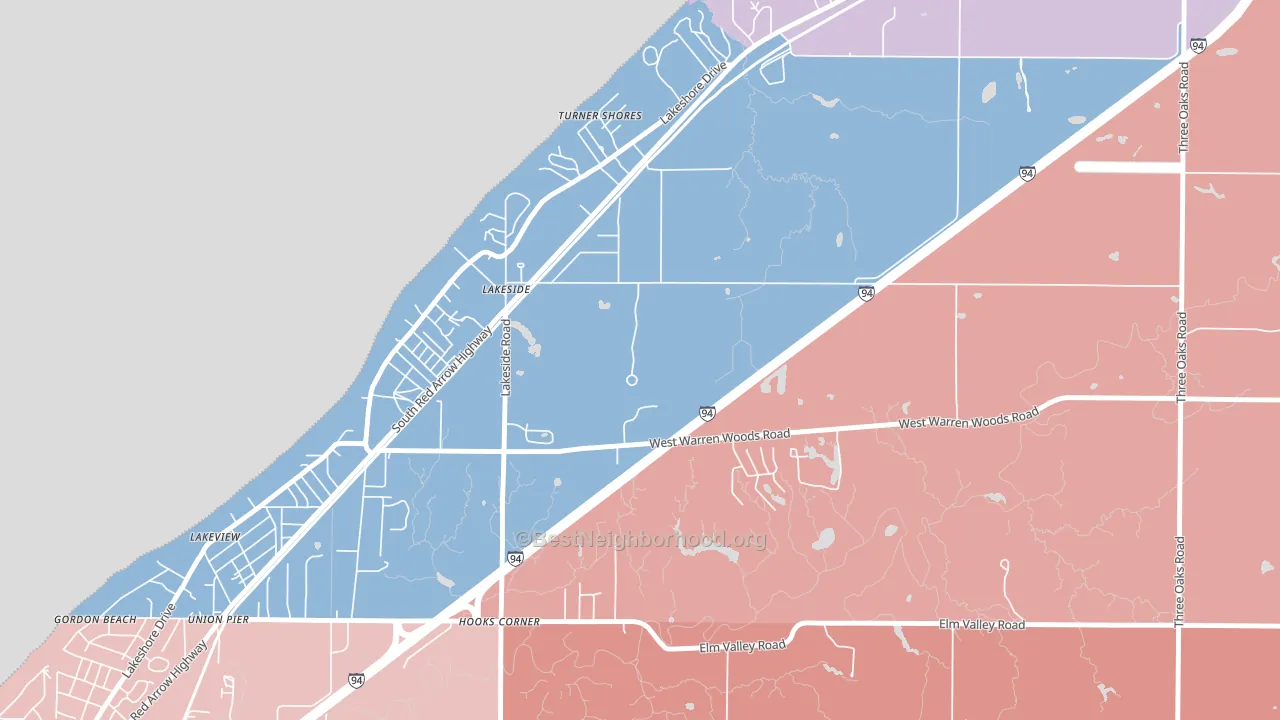 Lakeside, MI block-group political-lean map