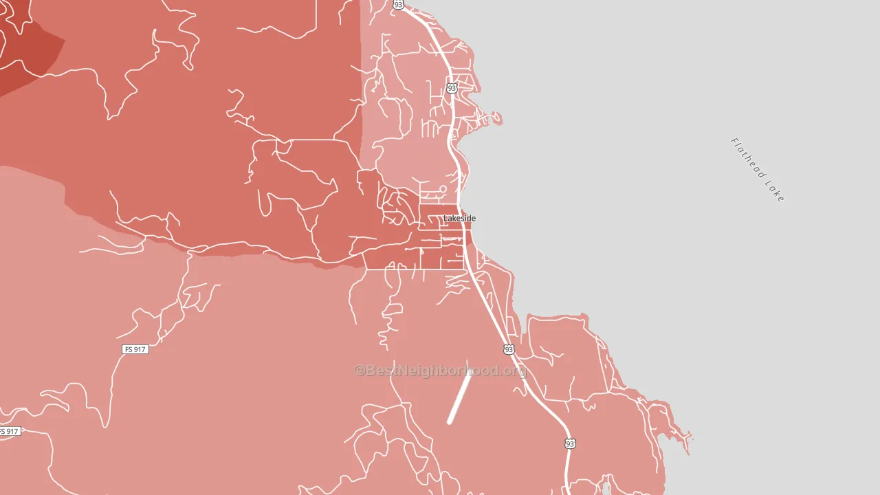 Lakeside, MT block-group political-lean map