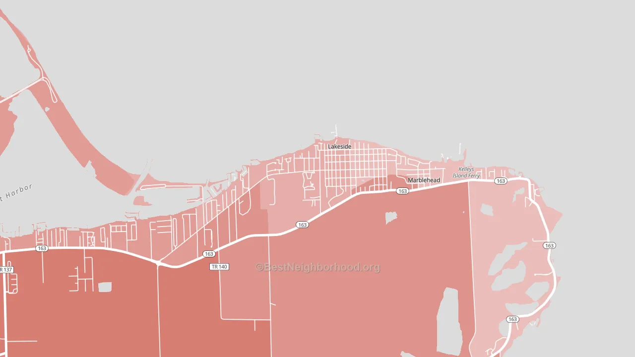 Lakeside, OH block-group political-lean map