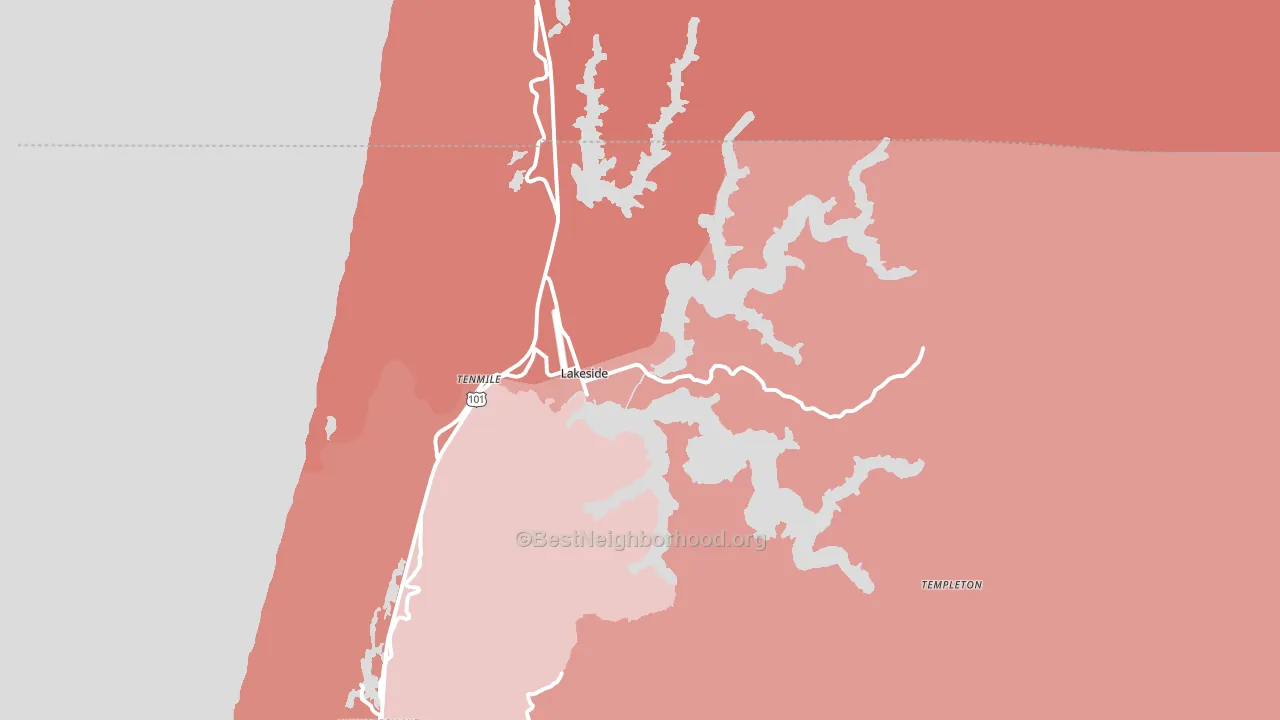 Lakeside, OR block-group political-lean map