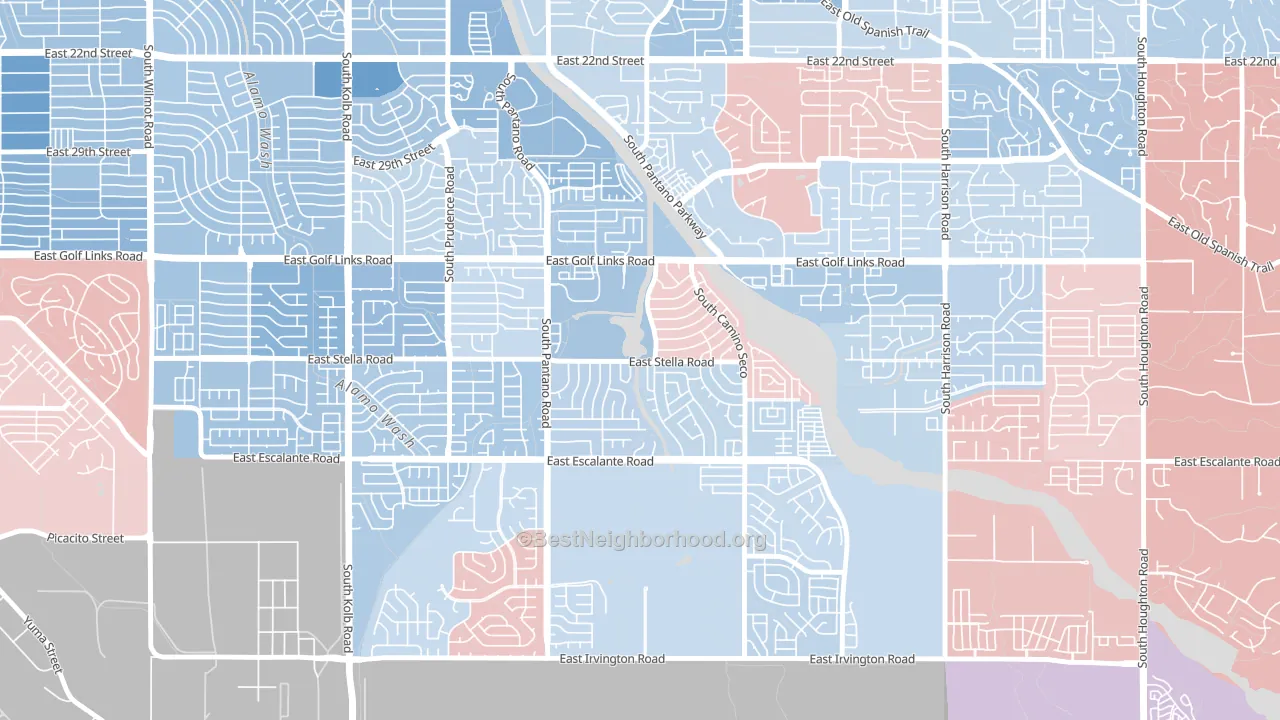 Lakeside Park, Tucson, AZ block-group political-lean map