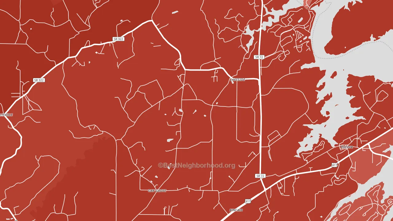 Lakeside, TN block-group political-lean map