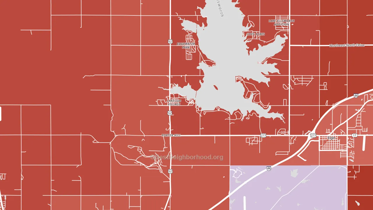 Lakeside Village, OK block-group political-lean map