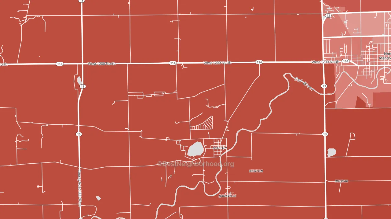 Laketon, IN block-group political-lean map