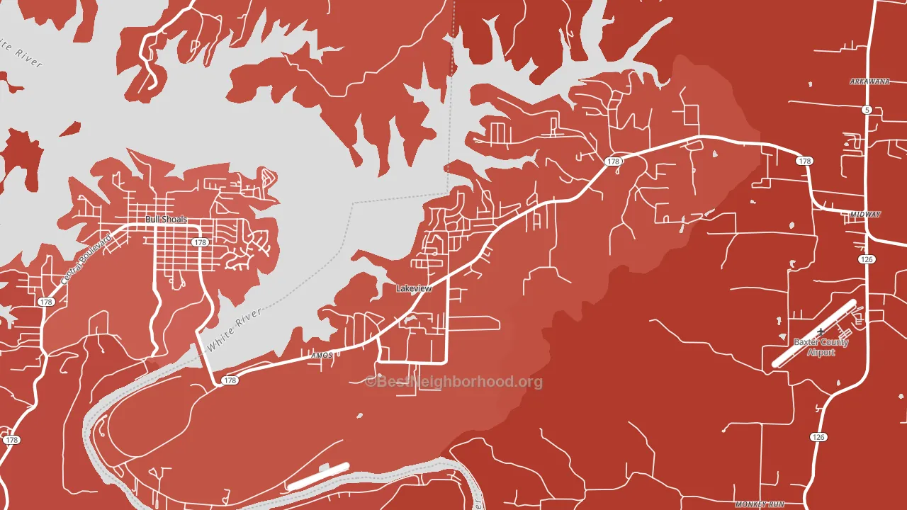 Lakeview, AR block-group political-lean map