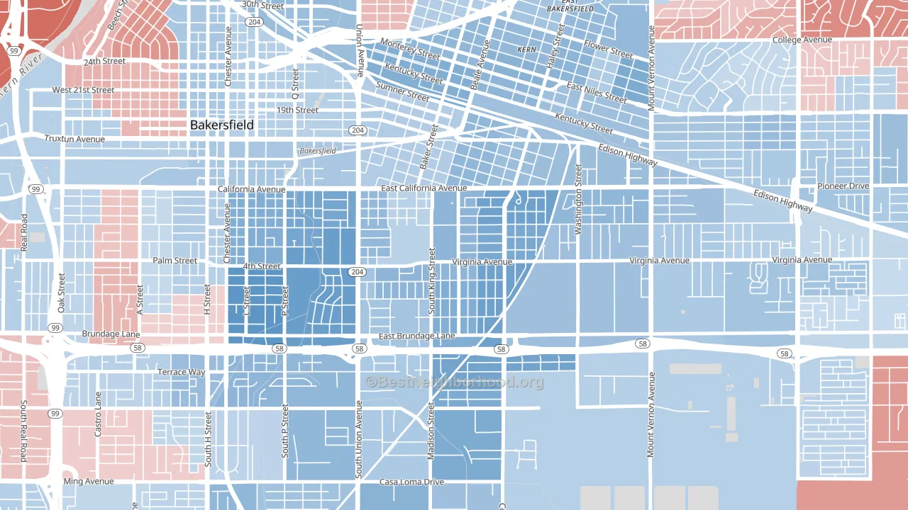 Lakeview-Bakersfield, Bakersfield, CA block-group political-lean map