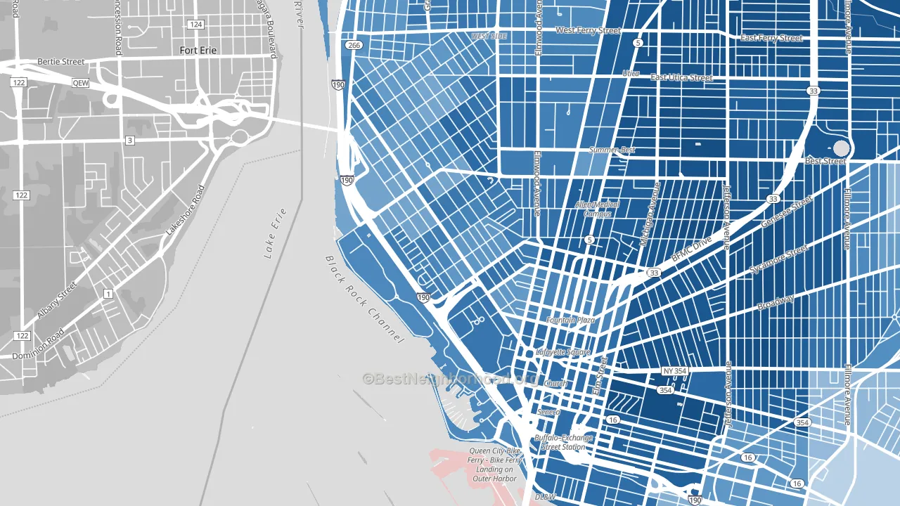 Lakeview, Buffalo, NY block-group political-lean map