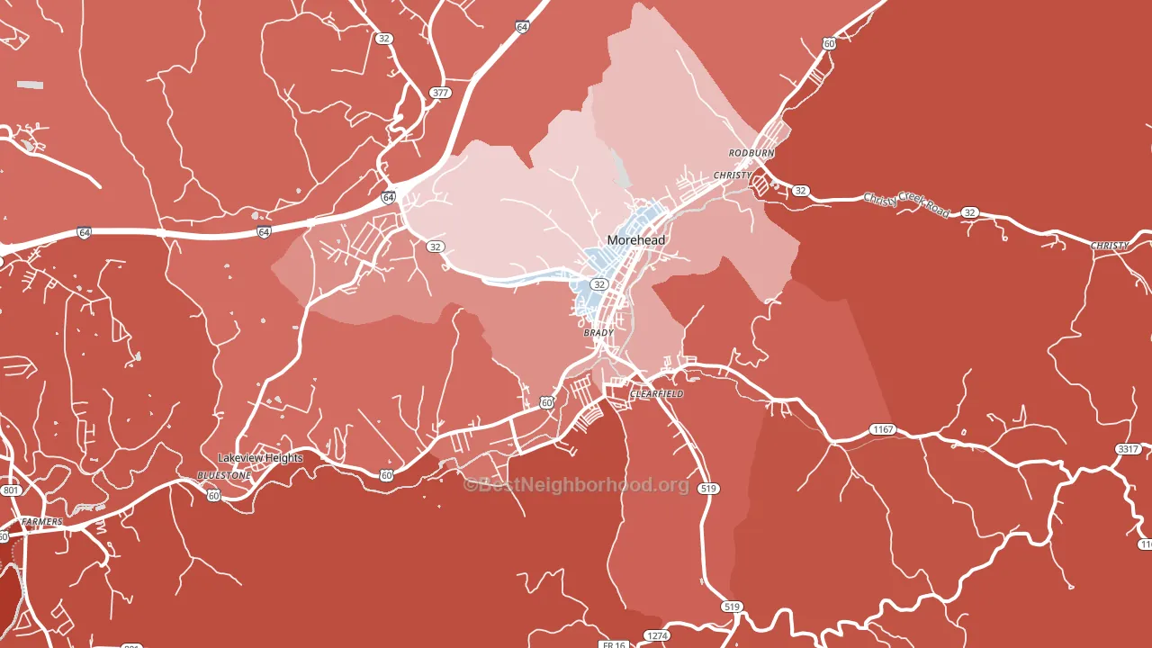 Lakeview Heights, KY block-group political-lean map