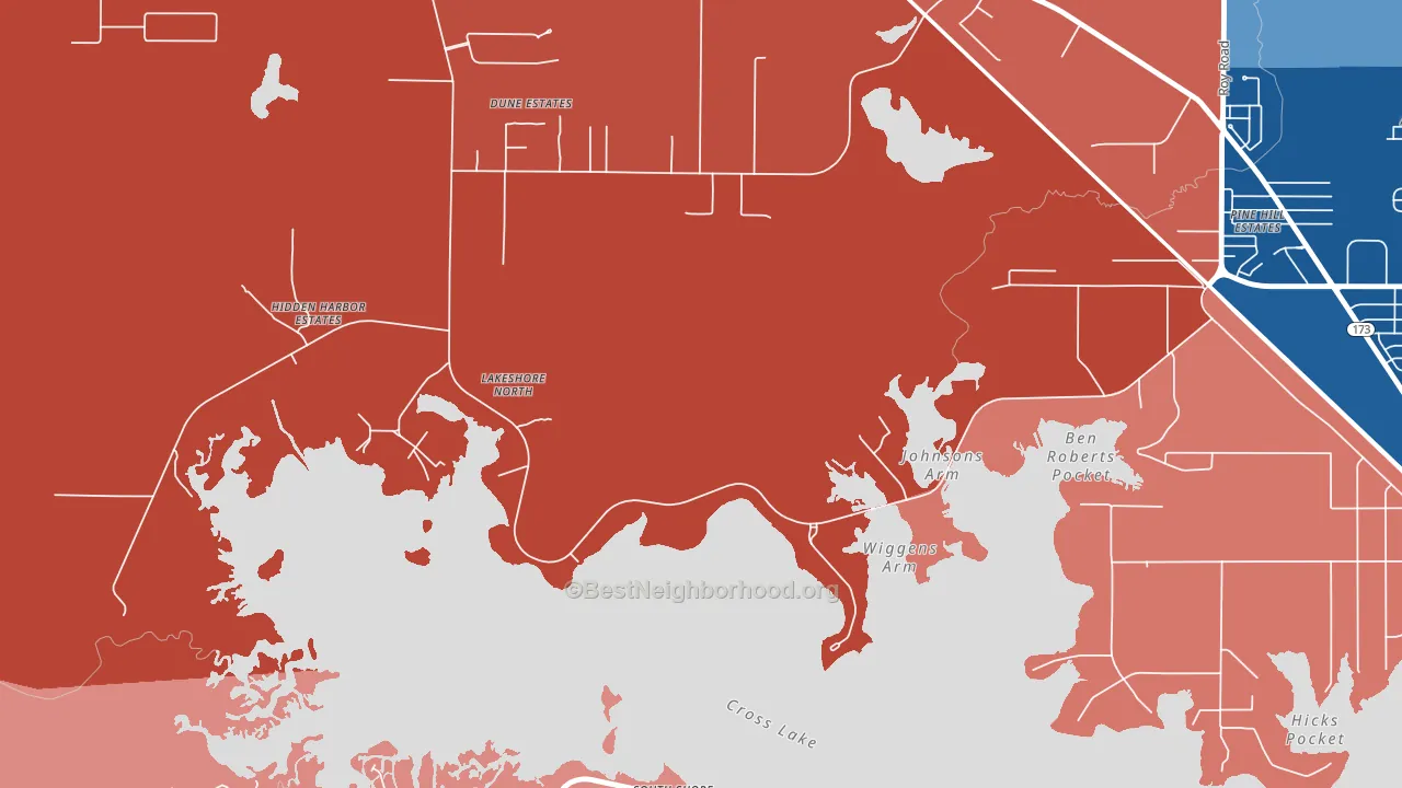 Lakeview, LA block-group political-lean map