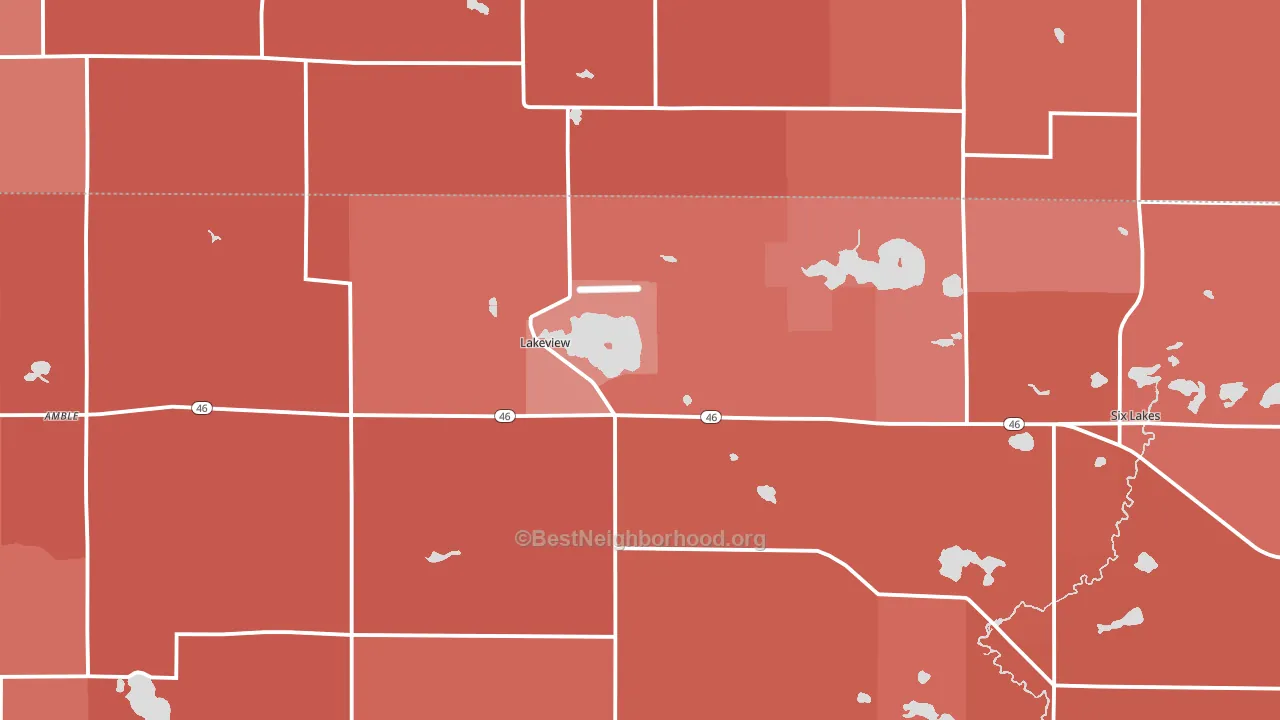Lakeview, MI block-group political-lean map