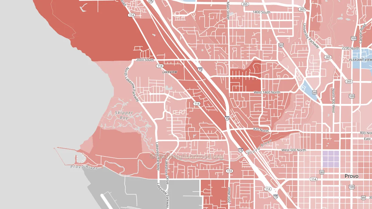 Lakeview North, Provo, UT block-group political-lean map