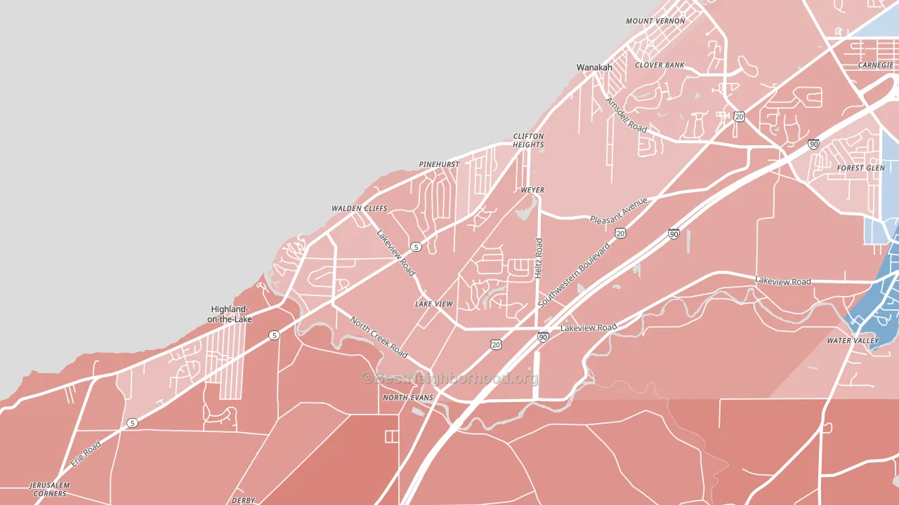 Lakeview, NY block-group political-lean map