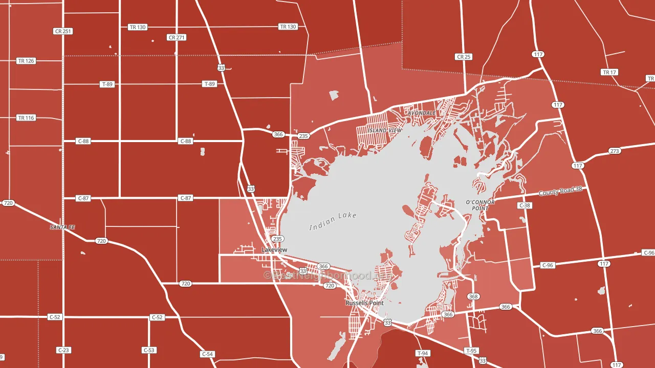 Lakeview, OH block-group political-lean map
