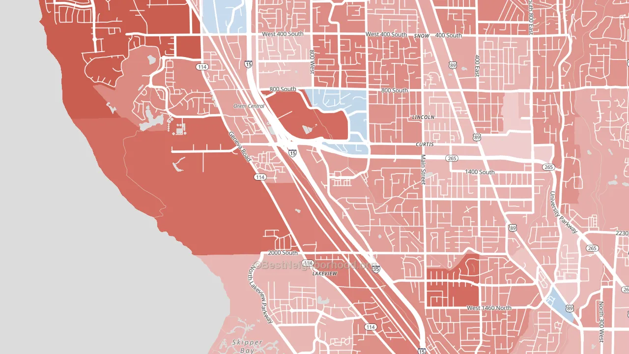 Lakeview, Orem, UT block-group political-lean map