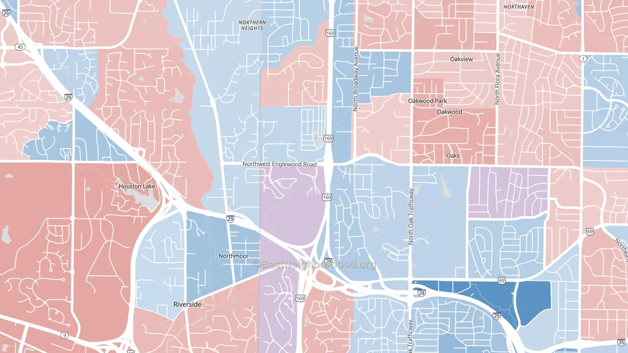 Lakeview Terrace, Kansas City, MO block-group political-lean map