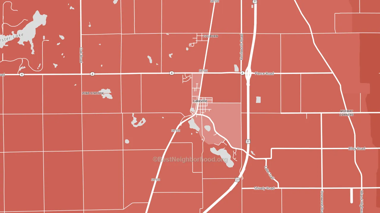 Lakeville, IN block-group political-lean map