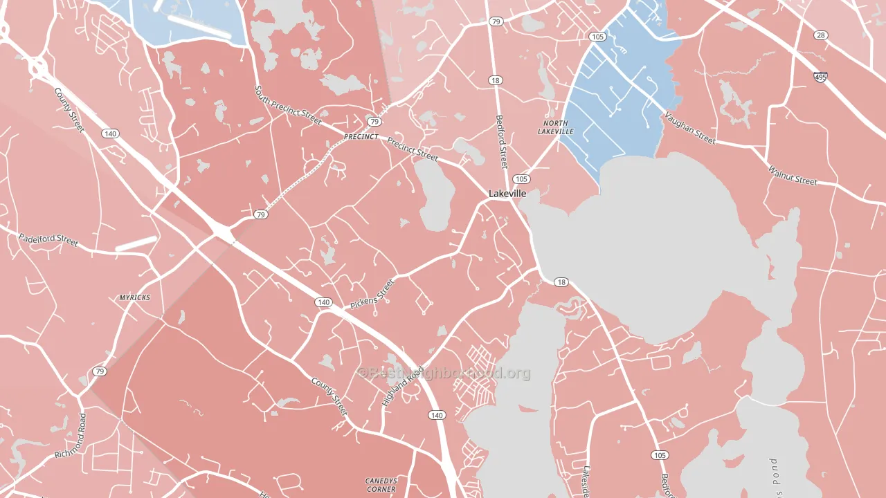 Lakeville, MA block-group political-lean map