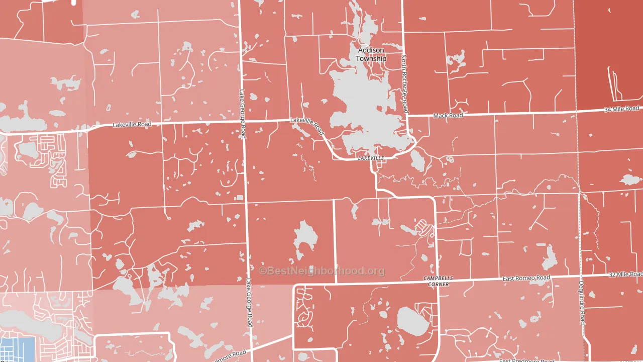 Lakeville, MI block-group political-lean map