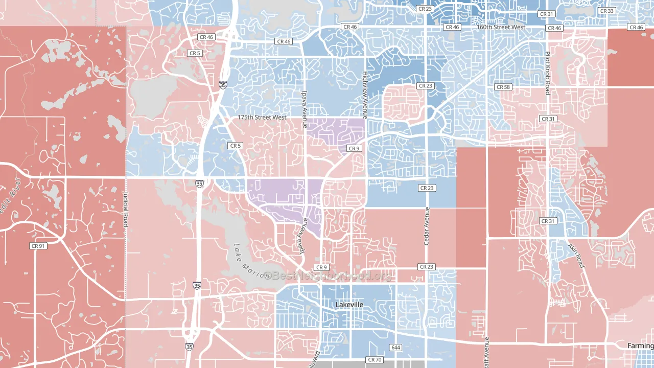 Lakeville, MN block-group political-lean map
