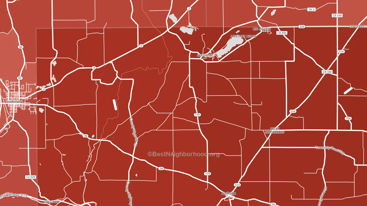 Lakeville, OH block-group political-lean map