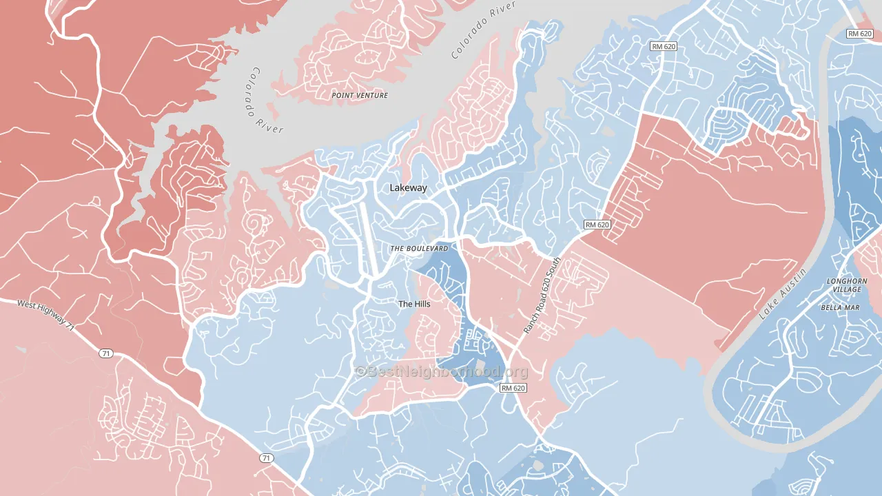 Lakeway, TX block-group political-lean map
