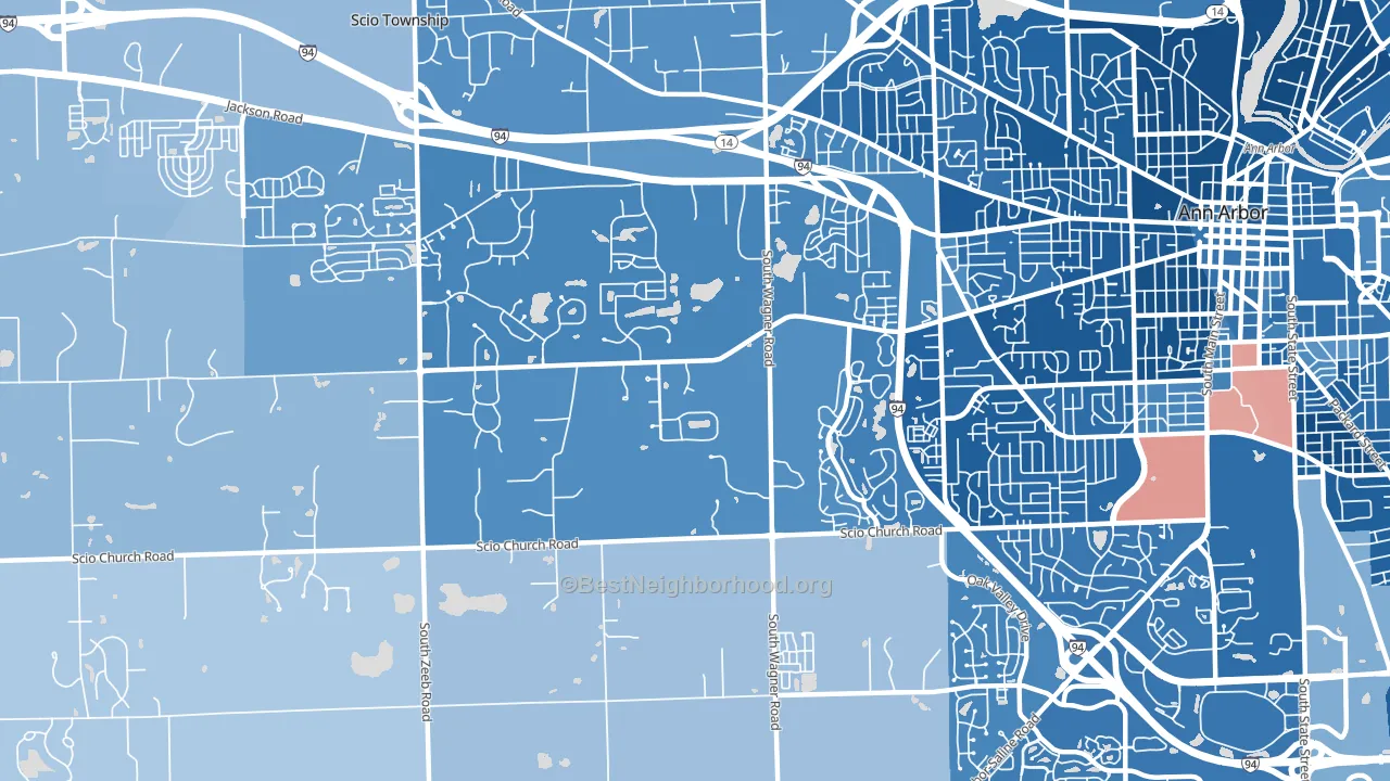Lakewood, Ann Arbor, MI block-group political-lean map