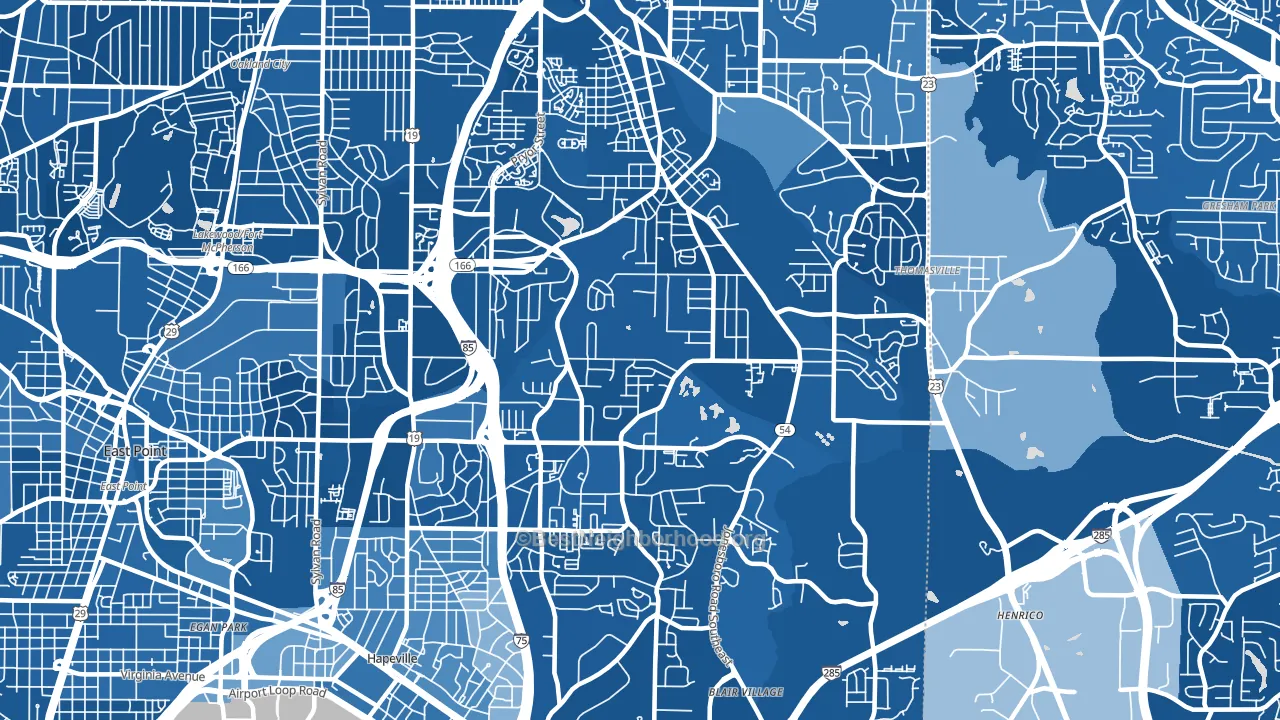 Lakewood Heights, Atlanta, GA block-group political-lean map