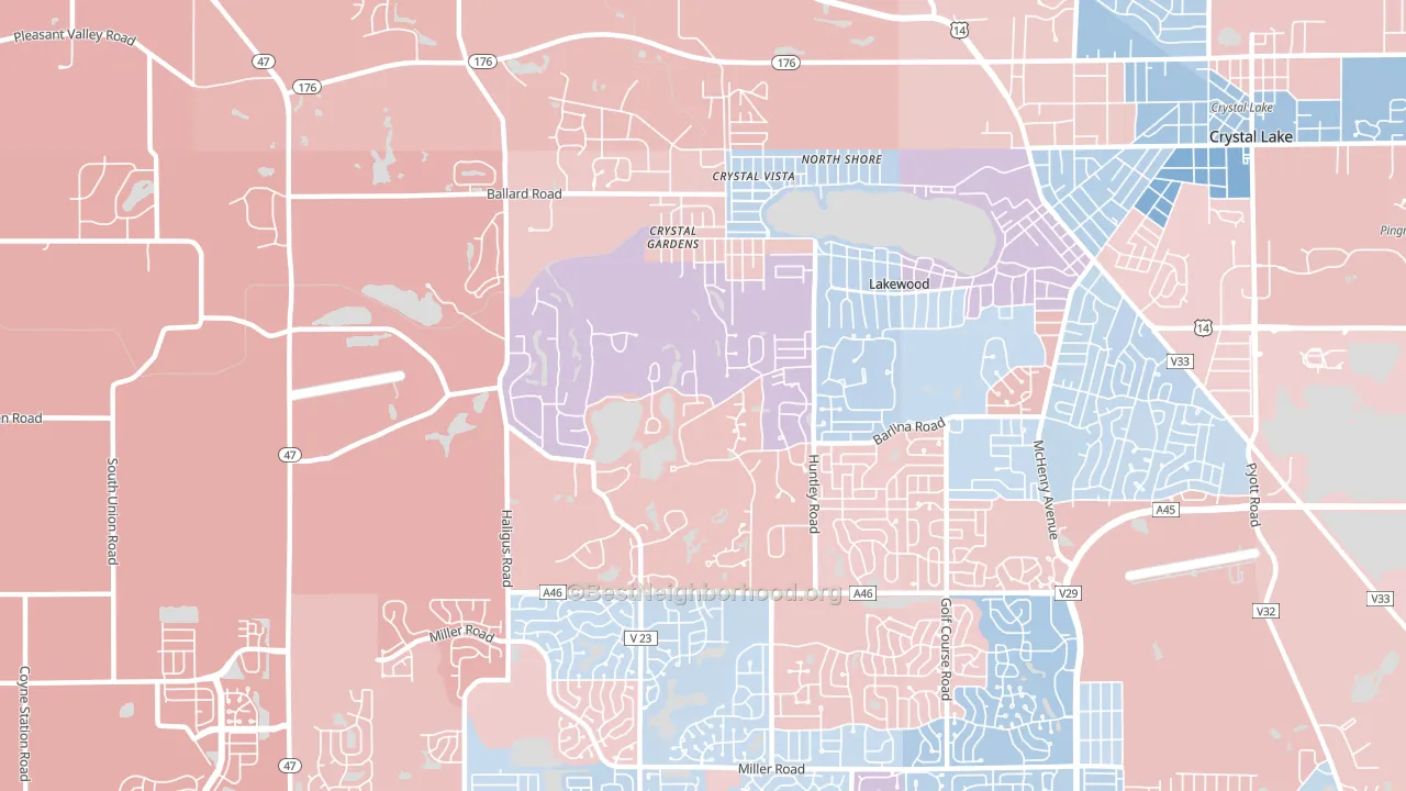 Lakewood, IL block-group political-lean map
