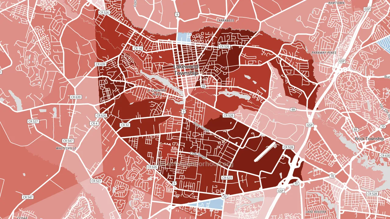Lakewood, NJ block-group political-lean map