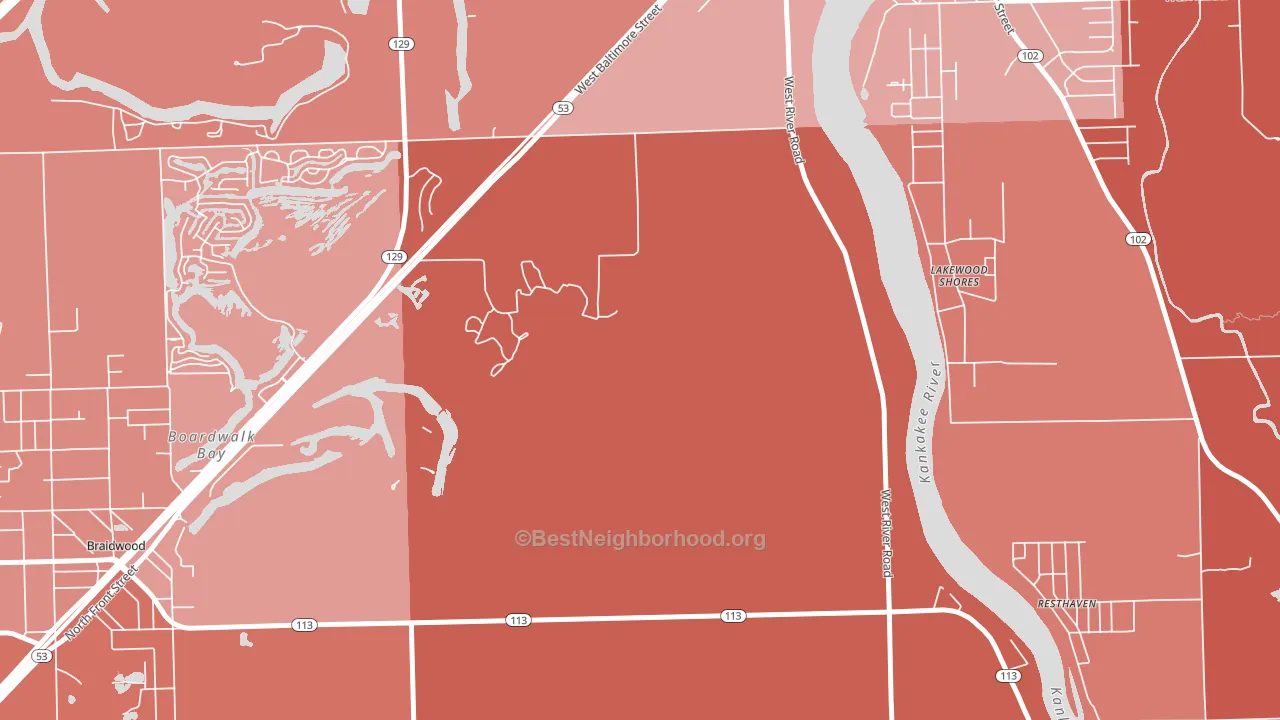 Lakewood Shores, IL block-group political-lean map