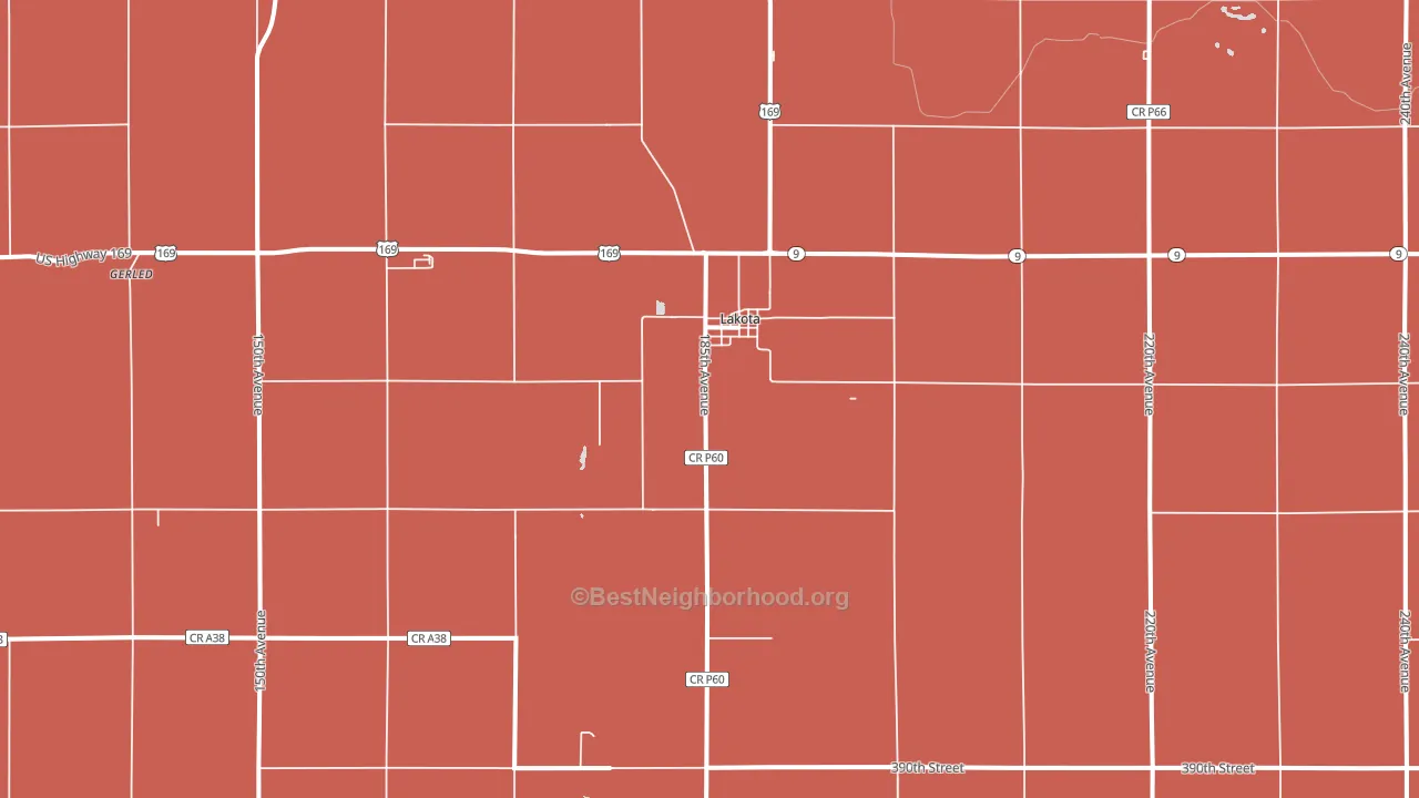 Lakota, IA block-group political-lean map