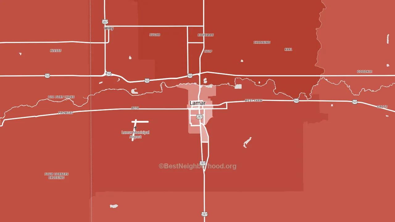 Lamar, CO block-group political-lean map