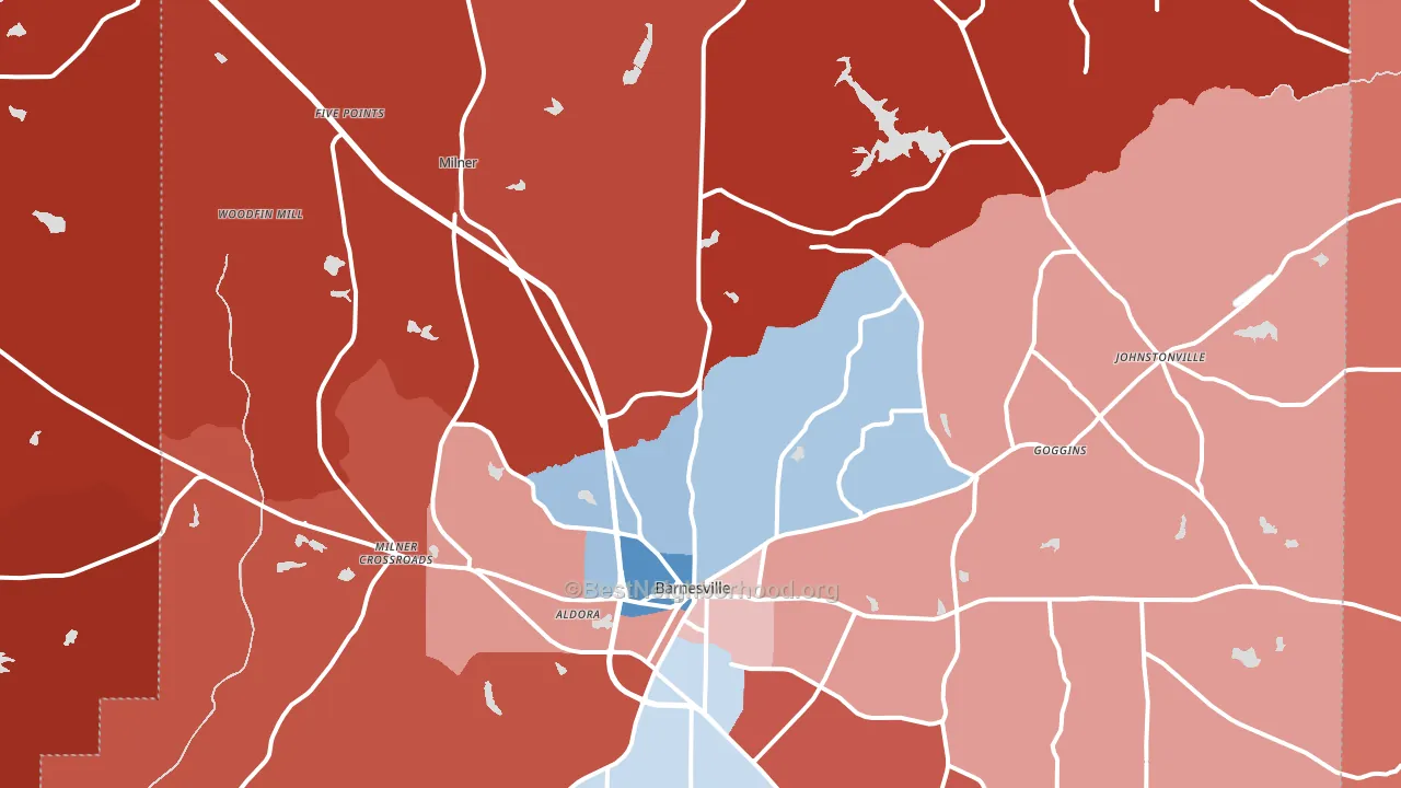 Lamar County, GA block-group political-lean map