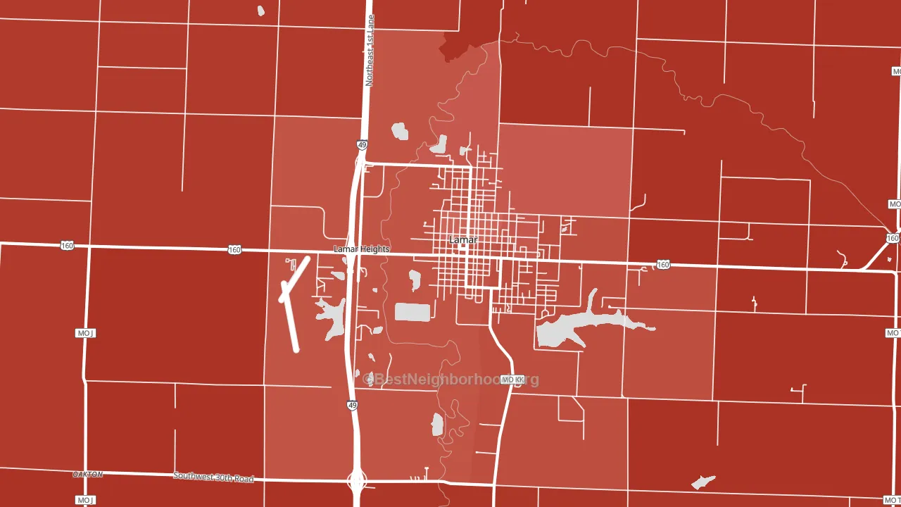 Lamar Heights, MO block-group political-lean map