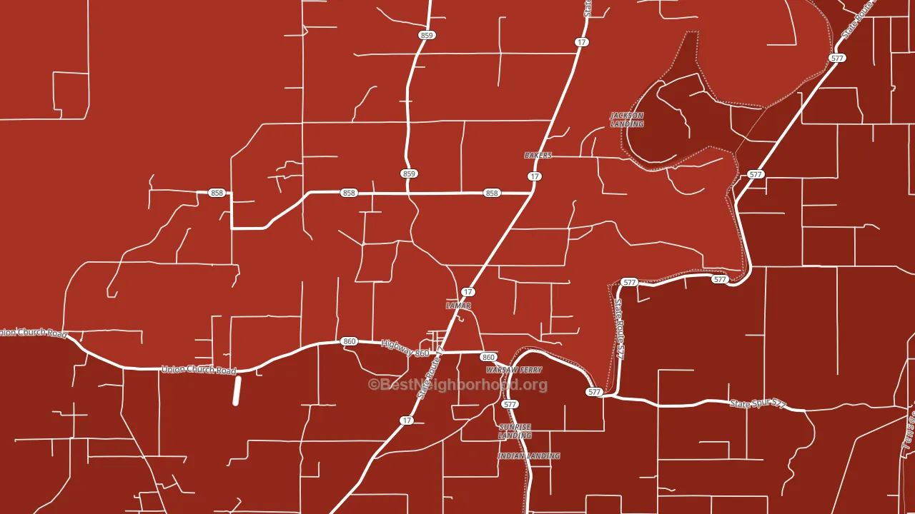 Lamar, LA block-group political-lean map