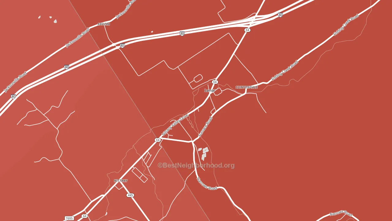 Lamar, PA block-group political-lean map
