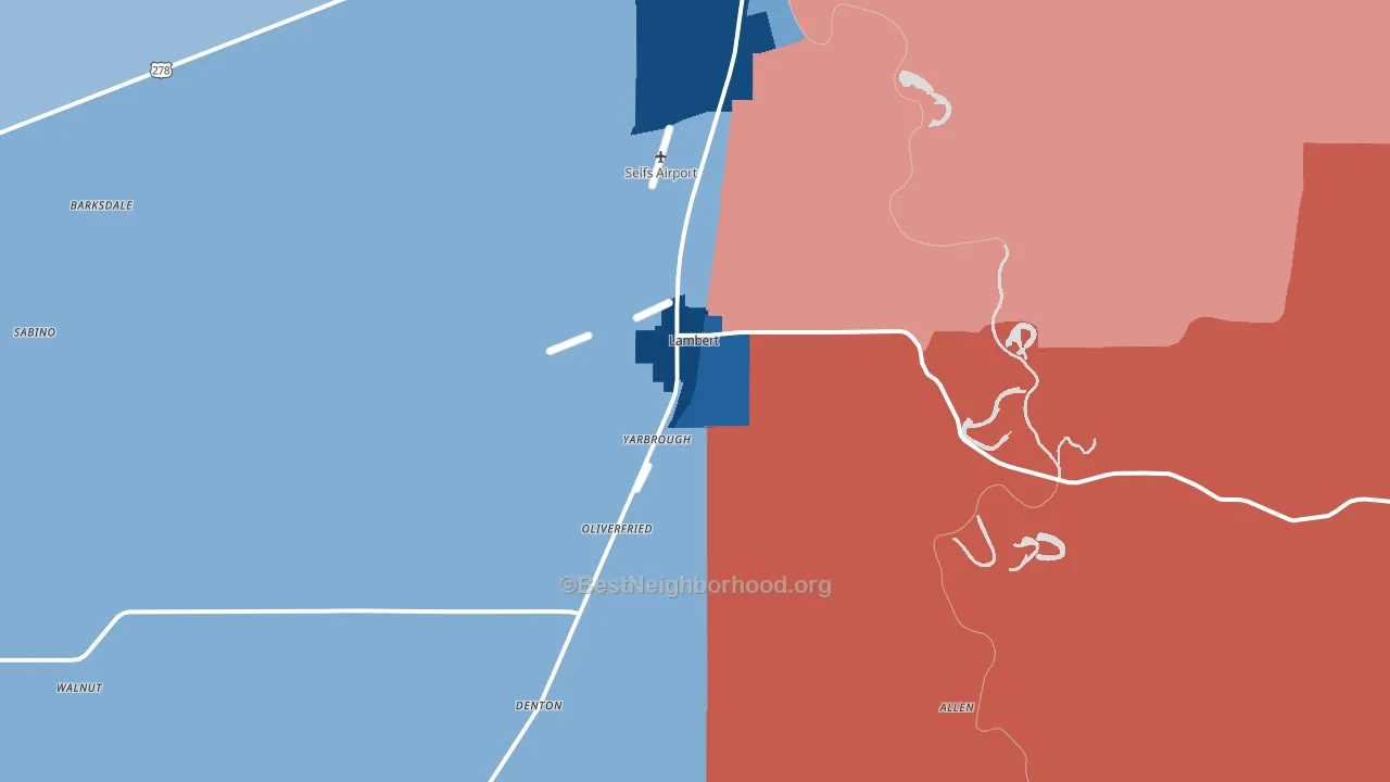 Lambert, MS block-group political-lean map