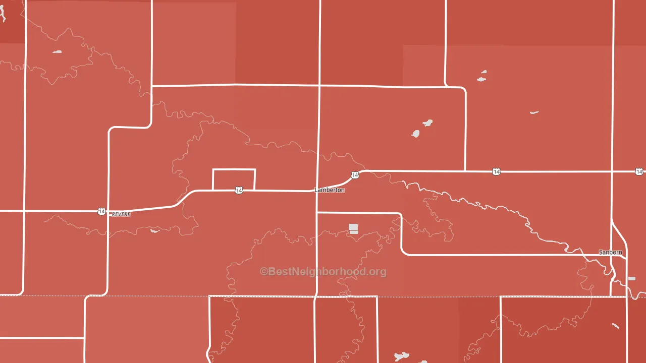 Lamberton, MN block-group political-lean map