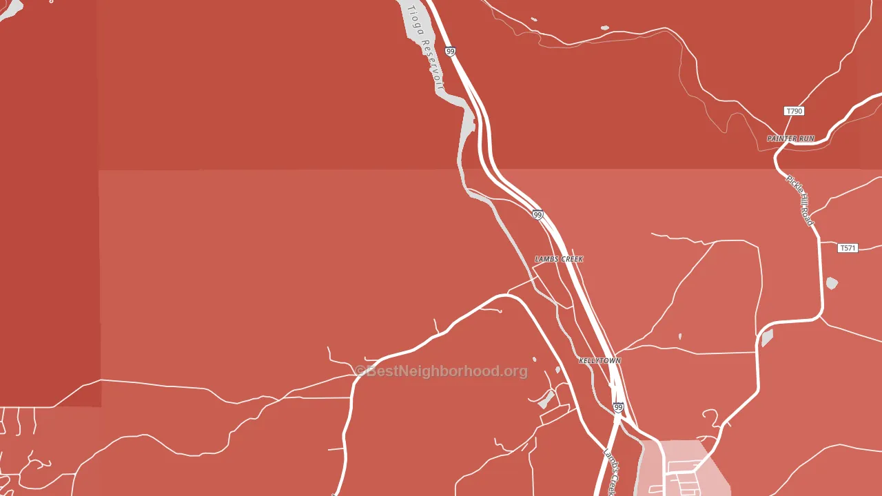 Lambs Creek, PA block-group political-lean map