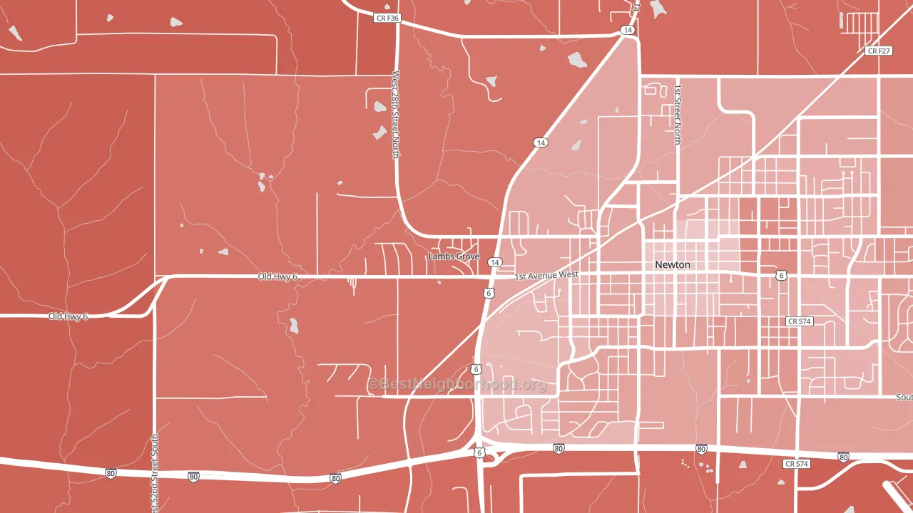 Lambs Grove, IA block-group political-lean map