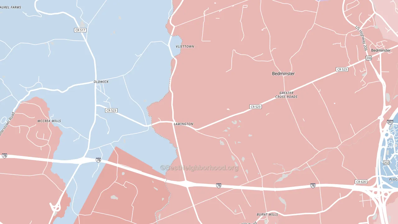 Lamington, NJ block-group political-lean map