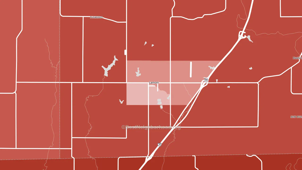 Lamoni, IA block-group political-lean map
