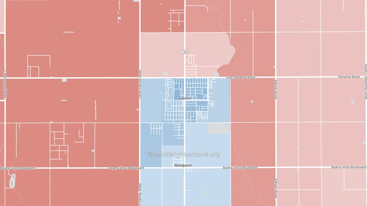Lamont, CA block-group political-lean map