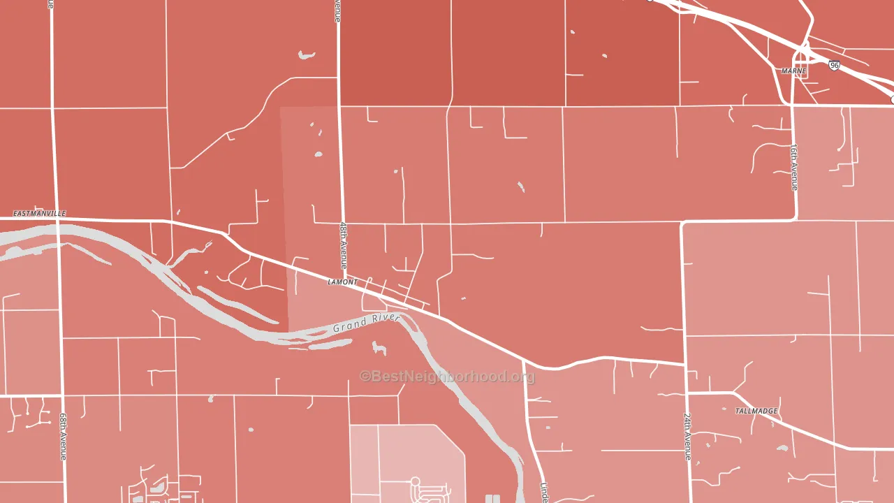 Lamont, MI block-group political-lean map